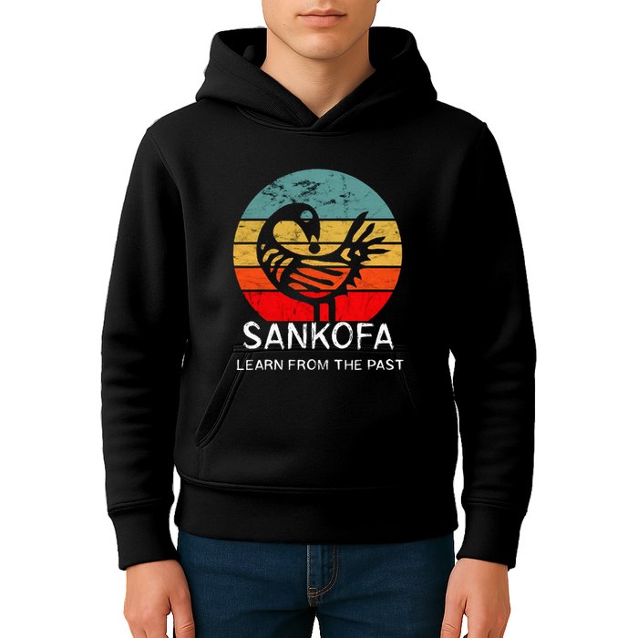 Sankofa Retro Vintage Learn From The Past African Bird Kids Hoodie