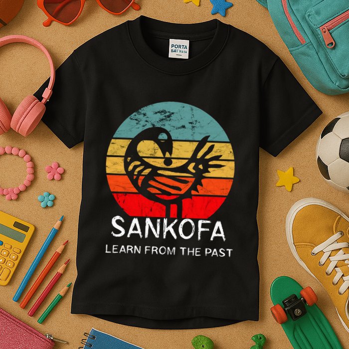 Sankofa Retro Vintage Learn From The Past African Bird Kids T-Shirt