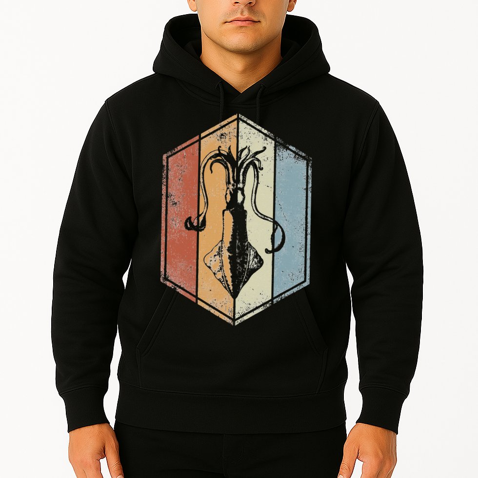 Squid Retro Vintage Marine Biologist Seafood Calamari Lover Hoodie