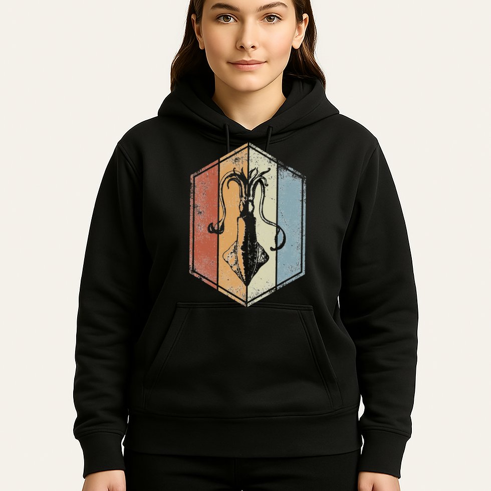 Squid Retro Vintage Marine Biologist Seafood Calamari Lover Hoodie