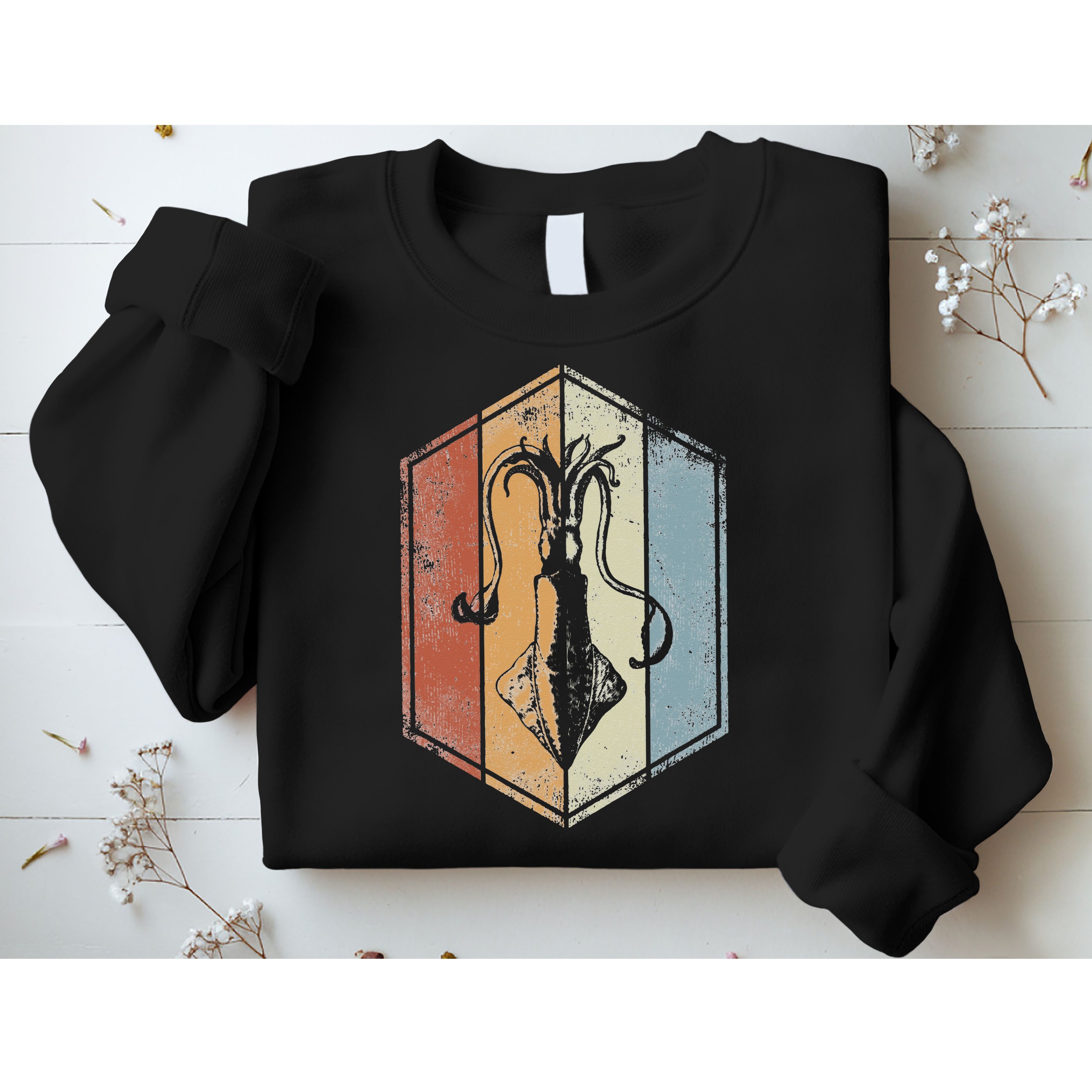 Squid Retro Vintage Marine Biologist Seafood Calamari Lover Sweatshirt