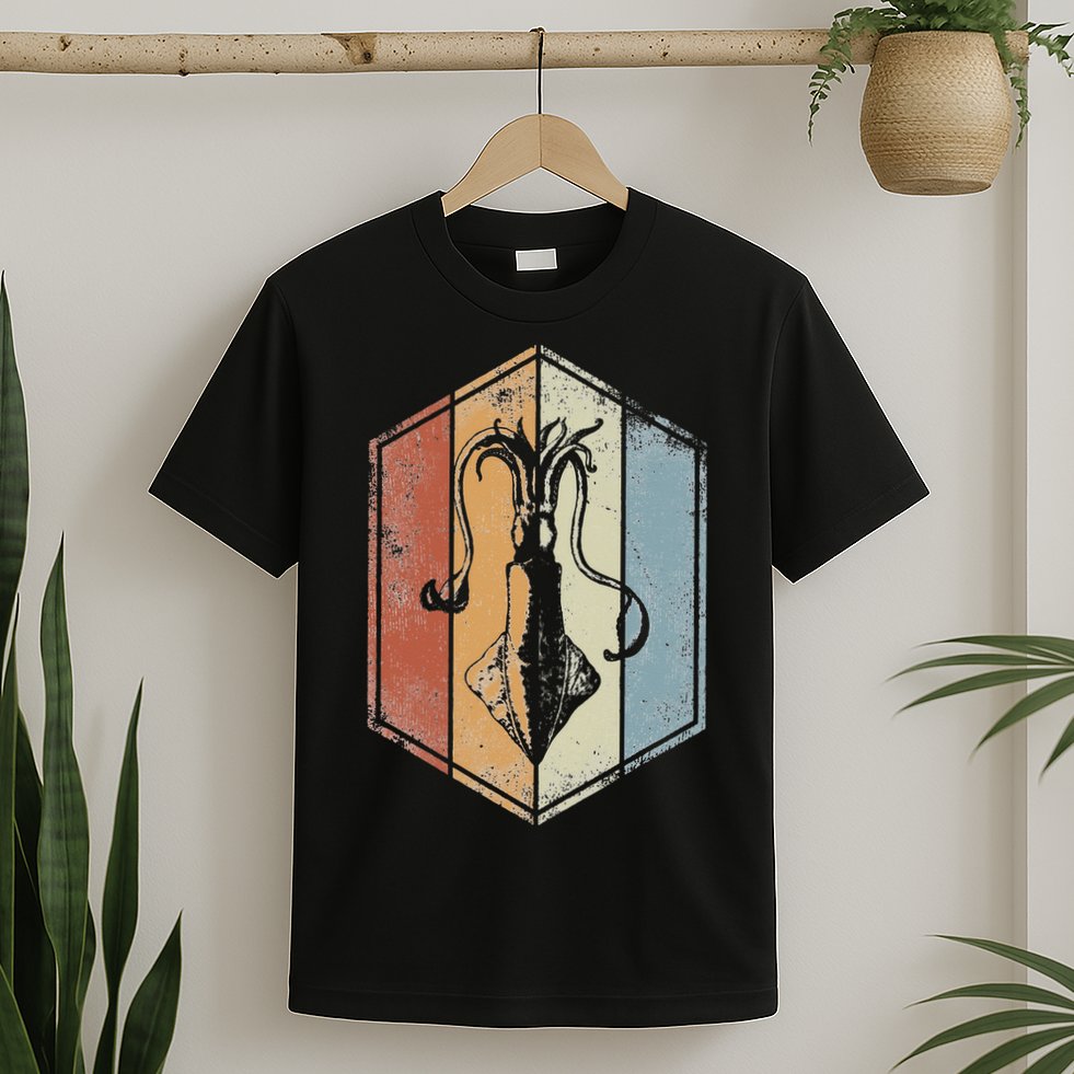 Squid Retro Vintage Marine Biologist Seafood Calamari Lover T-Shirt
