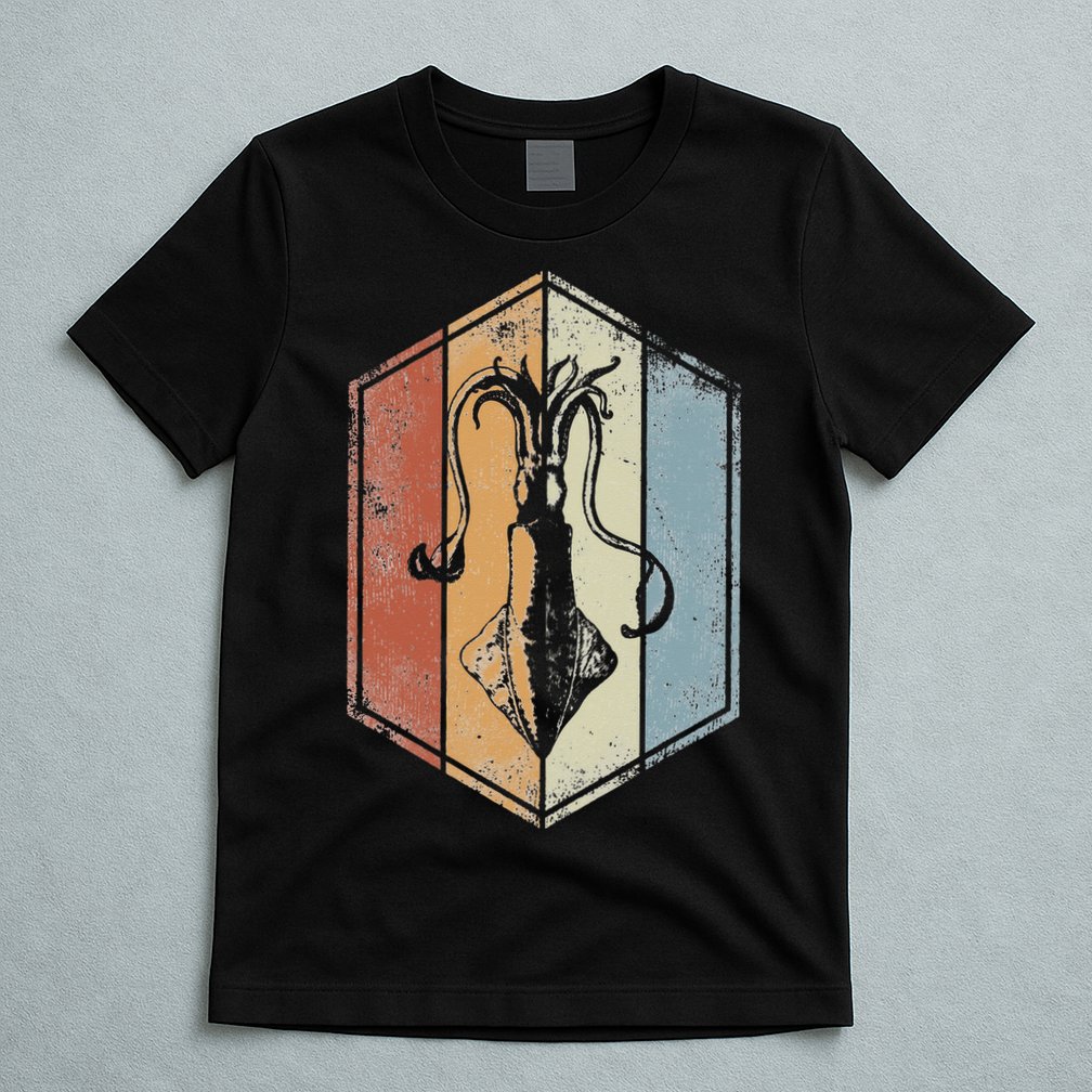 Squid Retro Vintage Marine Biologist Seafood Calamari Lover T-Shirt