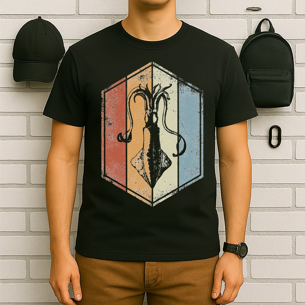 Squid Retro Vintage Marine Biologist Seafood Calamari Lover T-Shirt