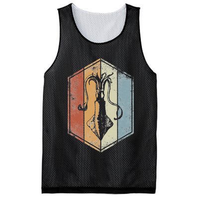 Squid Retro Vintage Marine Biologist Seafood Calamari Lover Mesh Reversible Basketball Jersey Tank