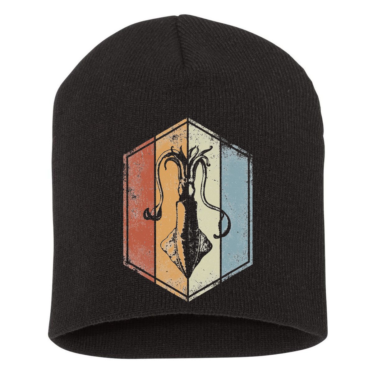 Squid Retro Vintage Marine Biologist Seafood Calamari Lover Short Acrylic Beanie