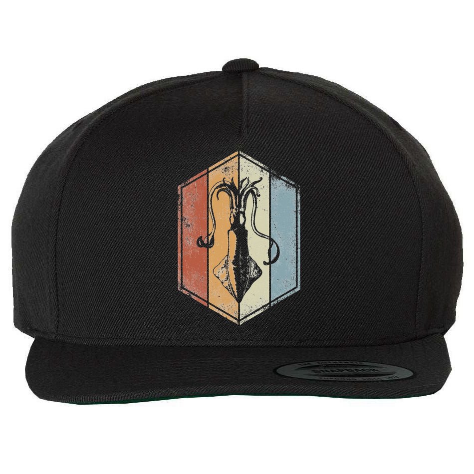 Squid Retro Vintage Marine Biologist Seafood Calamari Lover Wool Snapback Cap