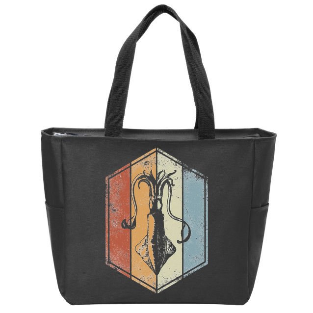 Squid Retro Vintage Marine Biologist Seafood Calamari Lover Zip Tote Bag