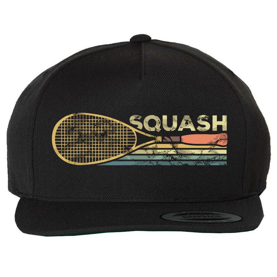Squash Racket Vintage Squash Lover Funny Sports Enthusiast Wool Snapback Cap