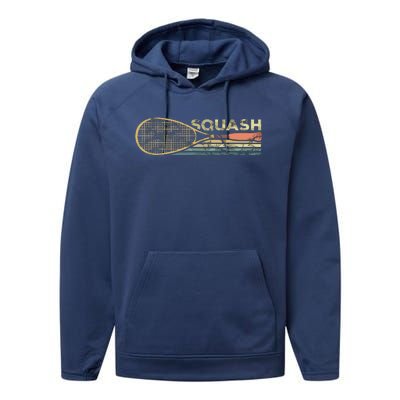 Squash Racket Vintage Squash Lover Funny Sports Enthusiast Performance Fleece Hoodie