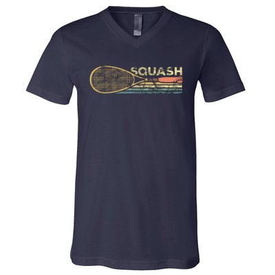 Squash Racket Vintage Squash Lover Funny Sports Enthusiast V-Neck T-Shirt