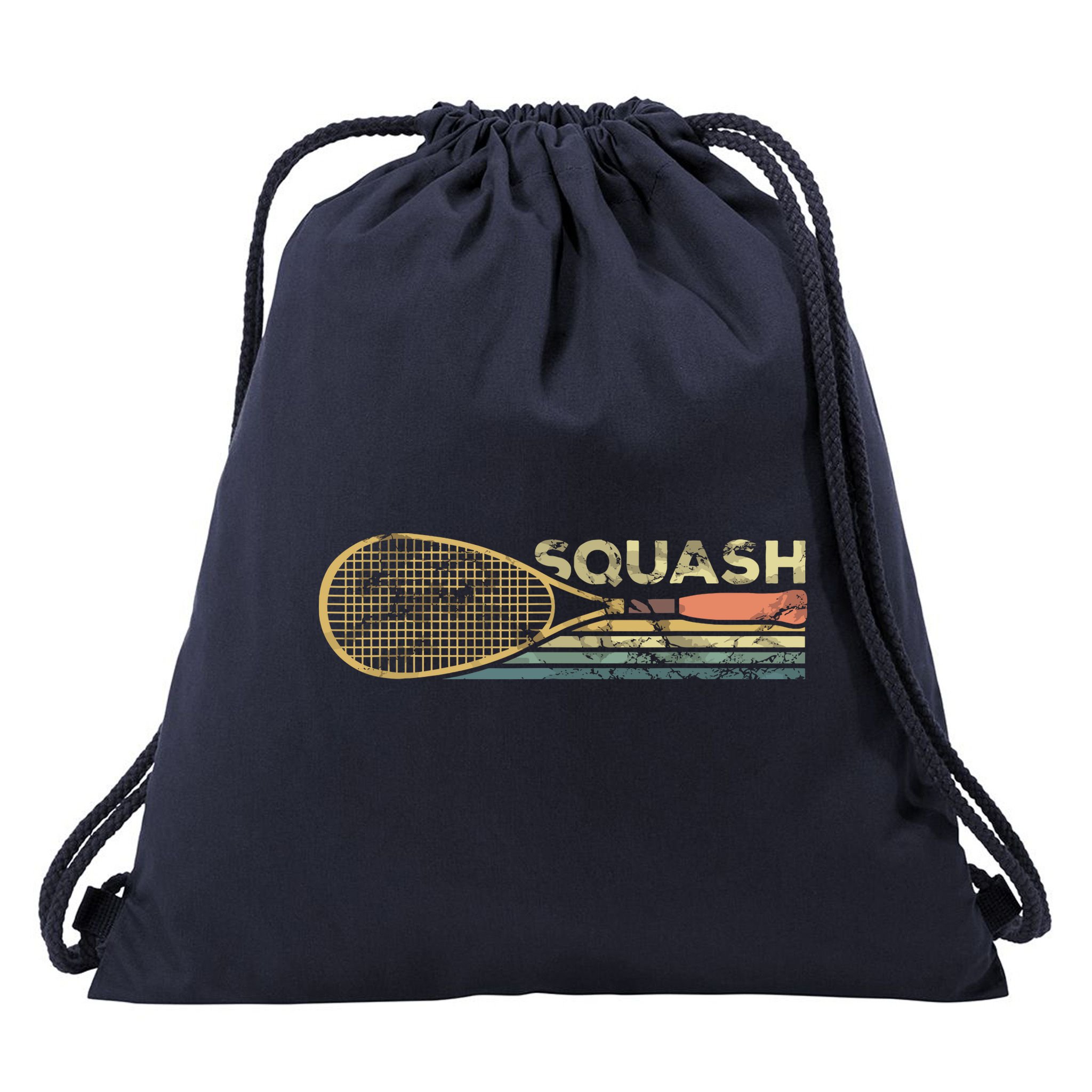 Squash Racket Vintage Squash Lover Funny Sports Enthusiast Drawstring Bag