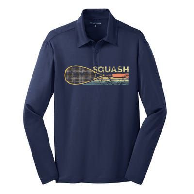 Squash Racket Vintage Squash Lover Funny Sports Enthusiast Silk Touch Performance Long Sleeve Polo