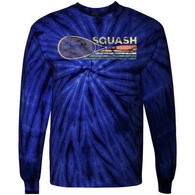 Squash Racket Vintage Squash Lover Funny Sports Enthusiast Tie-Dye Long Sleeve Shirt