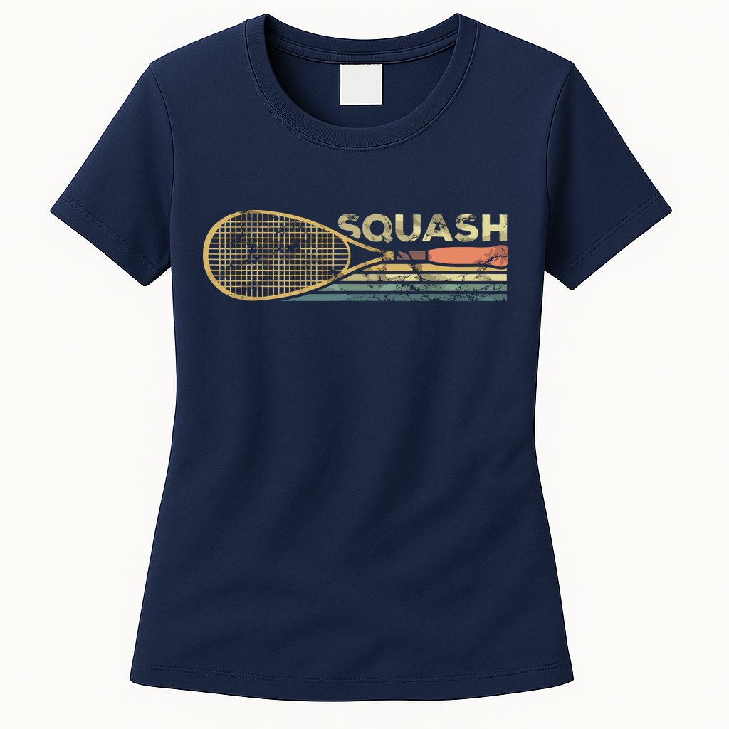 Squash Racket Vintage Squash Lover Funny Sports Enthusiast Womens T-Shirt