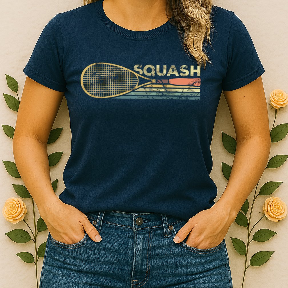 Squash Racket Vintage Squash Lover Funny Sports Enthusiast Womens T-Shirt