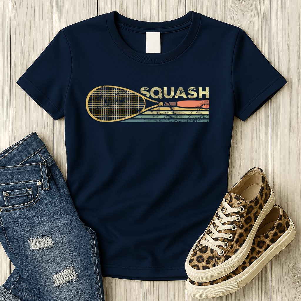 Squash Racket Vintage Squash Lover Funny Sports Enthusiast Womens T-Shirt