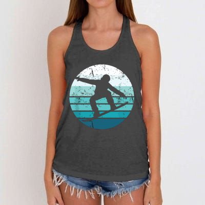 Snowboard Retro Vintage Cool Snowboarding Blue Sunset Women's Knotted Racerback Tank