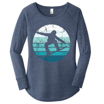 Snowboard Retro Vintage Cool Snowboarding Blue Sunset Women's Perfect Tri Tunic Long Sleeve Shirt