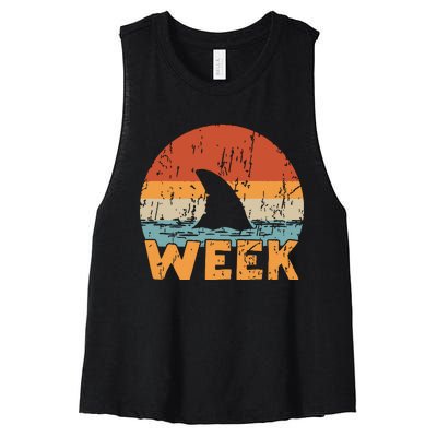 Shark Retro Vintage Kings Ocean Women Summer Week 2024 Women's Racerback Cropped Tank