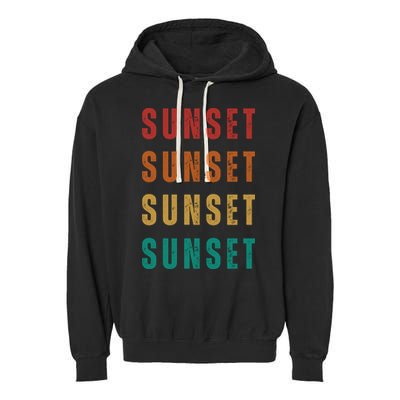 Sunset Retro Vintage Summer Garment-Dyed Fleece Hoodie