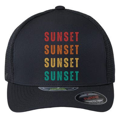 Sunset Retro Vintage Summer Flexfit Unipanel Trucker Cap