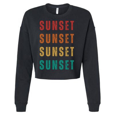 Sunset Retro Vintage Summer Cropped Pullover Crew