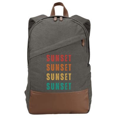 Sunset Retro Vintage Summer Cotton Canvas Backpack