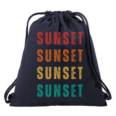 Sunset Retro Vintage Summer Drawstring Bag