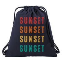 Sunset Retro Vintage Summer Drawstring Bag