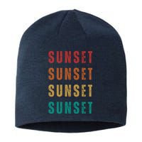 Sunset Retro Vintage Summer Sustainable Beanie