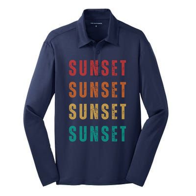 Sunset Retro Vintage Summer Silk Touch Performance Long Sleeve Polo