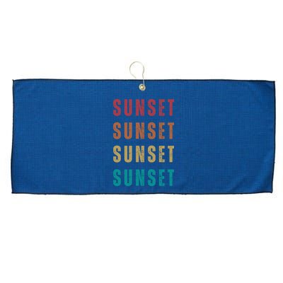 Sunset Retro Vintage Summer Large Microfiber Waffle Golf Towel