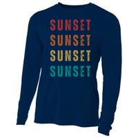 Sunset Retro Vintage Summer Cooling Performance Long Sleeve Crew