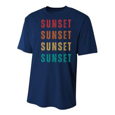 Sunset Retro Vintage Summer Youth Performance Sprint T-Shirt