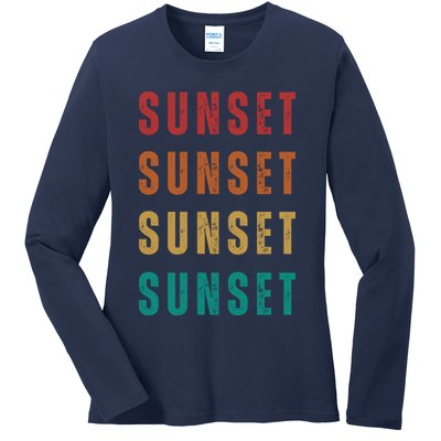 Sunset Retro Vintage Summer Ladies Long Sleeve Shirt