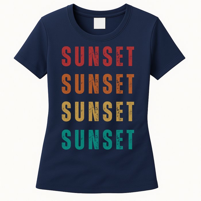 Sunset Retro Vintage Summer Womens T-Shirt