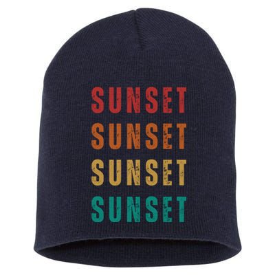 Sunset Retro Vintage Summer Short Acrylic Beanie