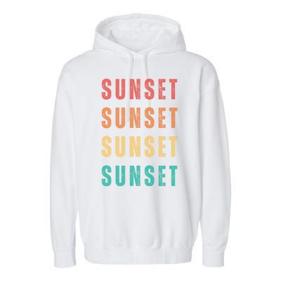 Sunset Retro Vintage Summer Garment-Dyed Fleece Hoodie