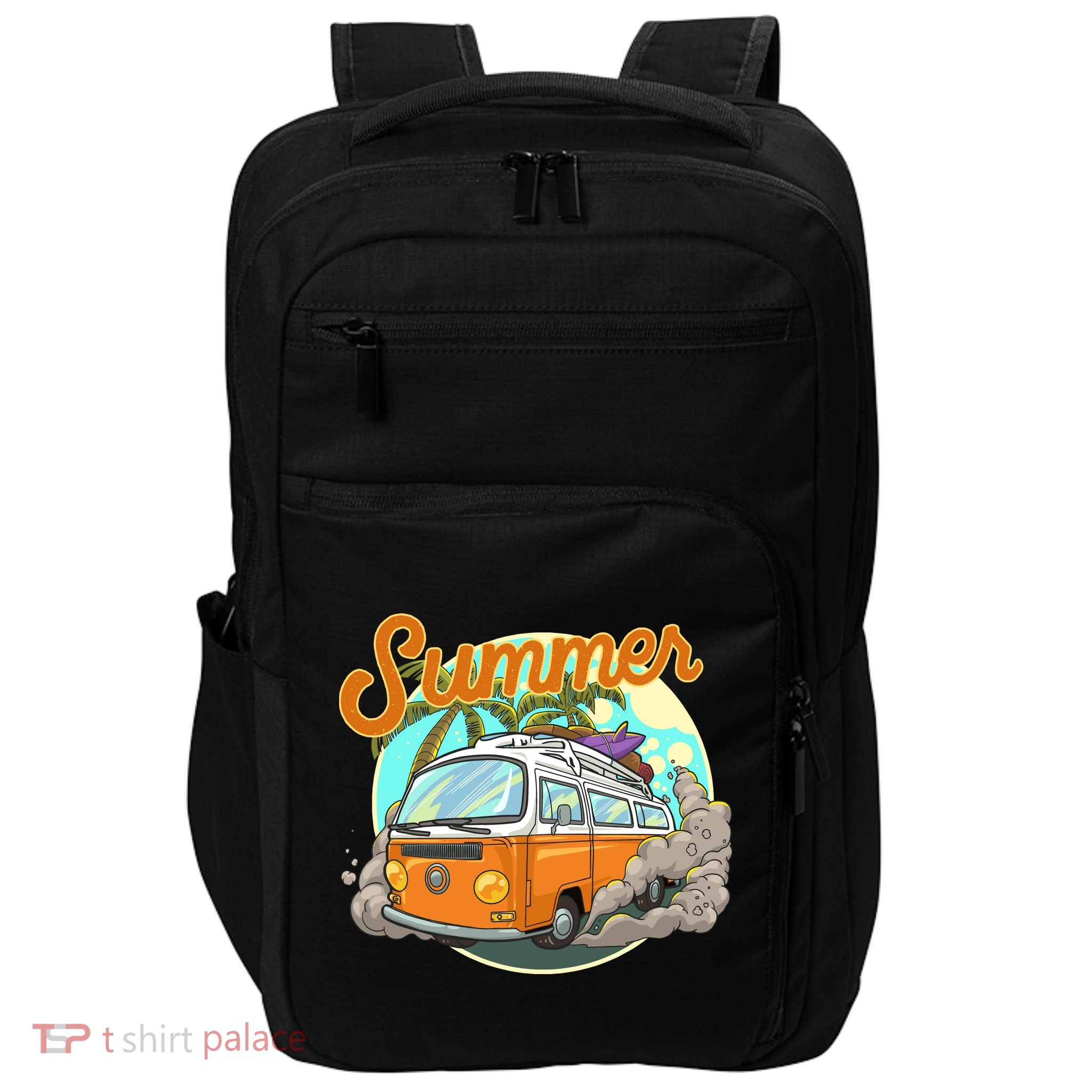 Summer Retro Van Tropical Impact Tech Backpack