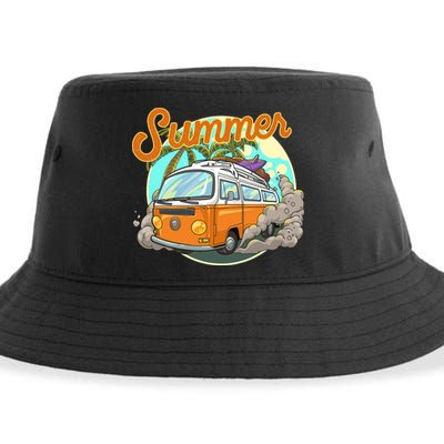 Summer Retro Van Tropical Sustainable Bucket Hat