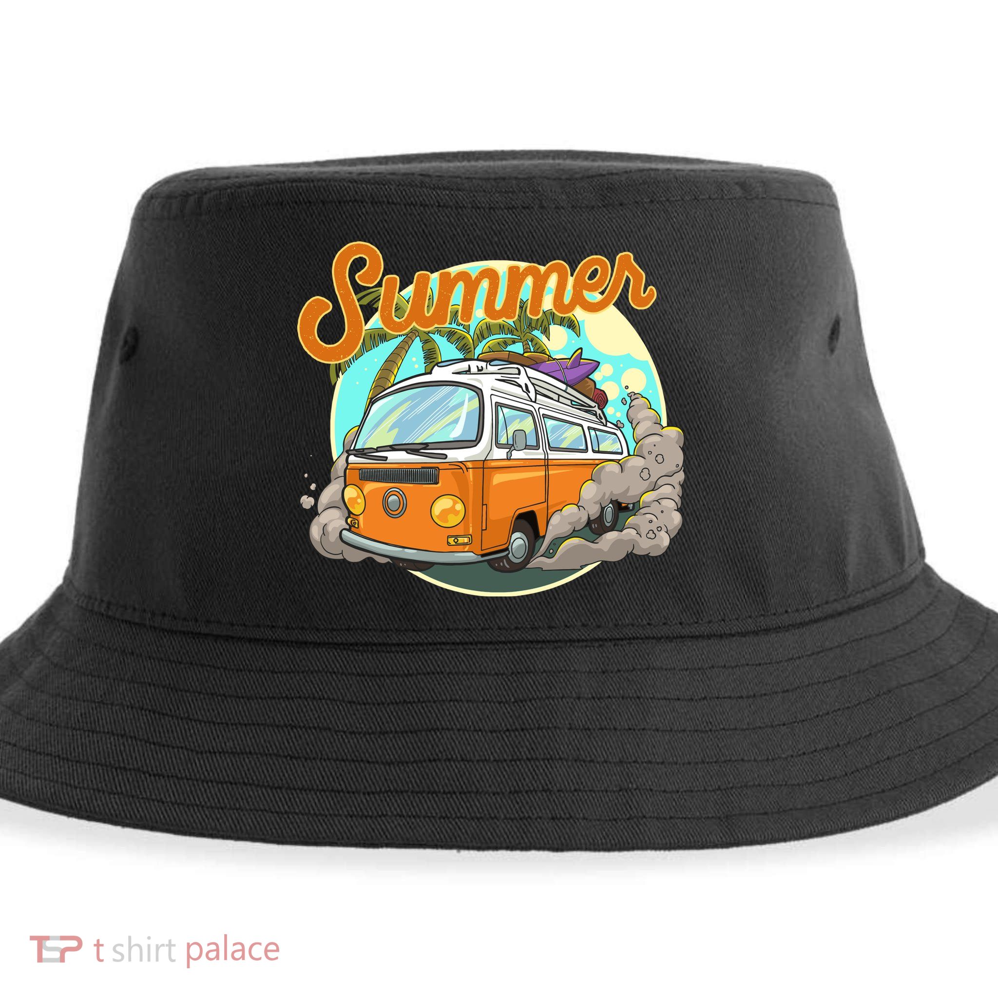 Summer Retro Van Tropical Sustainable Bucket Hat
