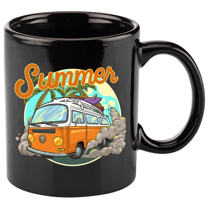 Summer Retro Van Tropical 11oz C Handle Ceramic Mug