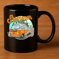 Summer Retro Van Tropical 11oz C Handle Ceramic Mug