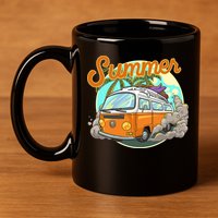Summer Retro Van Tropical 11oz C Handle Ceramic Mug