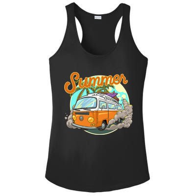 Summer Retro Van Tropical Ladies PosiCharge Competitor Racerback Tank