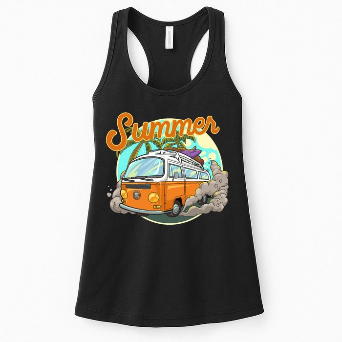 Summer Retro Van Tropical Womens Tank Top