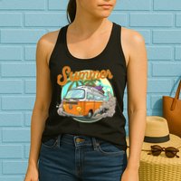 Summer Retro Van Tropical Womens Tank Top