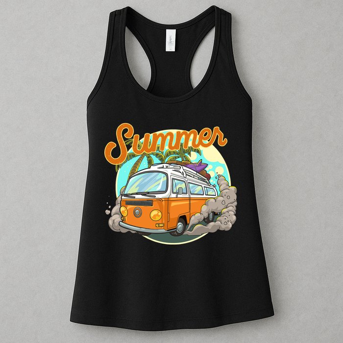 Summer Retro Van Tropical Womens Tank Top