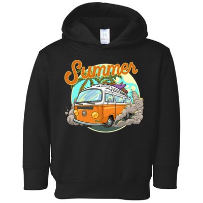 Summer Retro Van Tropical Toddler Hoodie